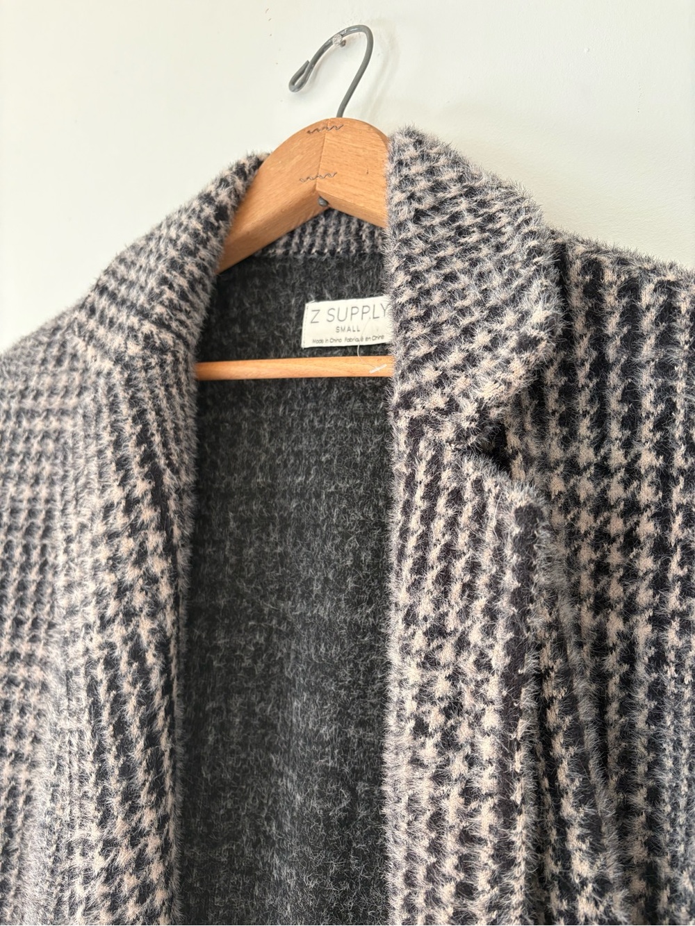 Z Supply Mason Houndstooth Eyelash Knit Long Sweater Coat - Size S (Excellent) - Picture 10 of 11
